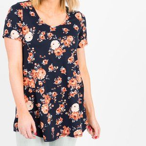 Agnes & Dora Everyday Tee Navy Coral FLoral Small Last one!